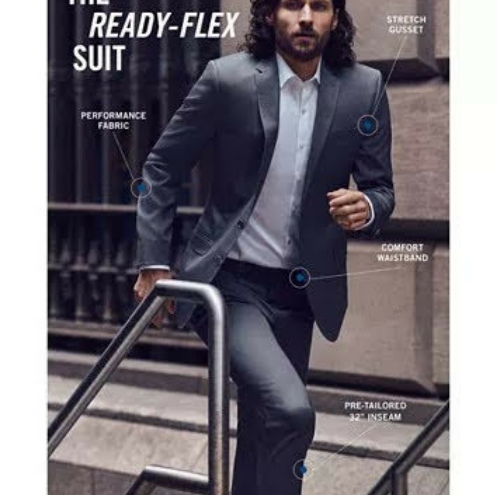 🎆 BLACK FRIDAY DEAL🎆44XL 32" INSEAM-Kenneth Cole Reaction BIG & TALL Flex Suit